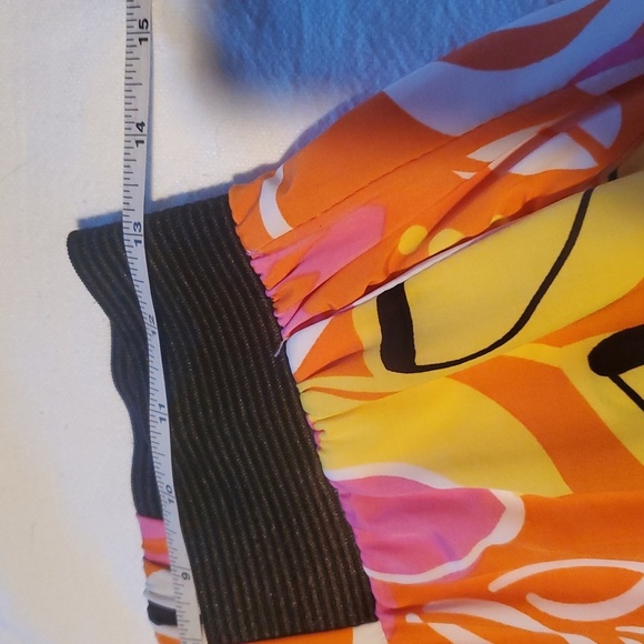 Magic Pantz Vibrant Floral Orange and Pink Stretch Palooza Sz. OS Pants - Picture 11 of 13